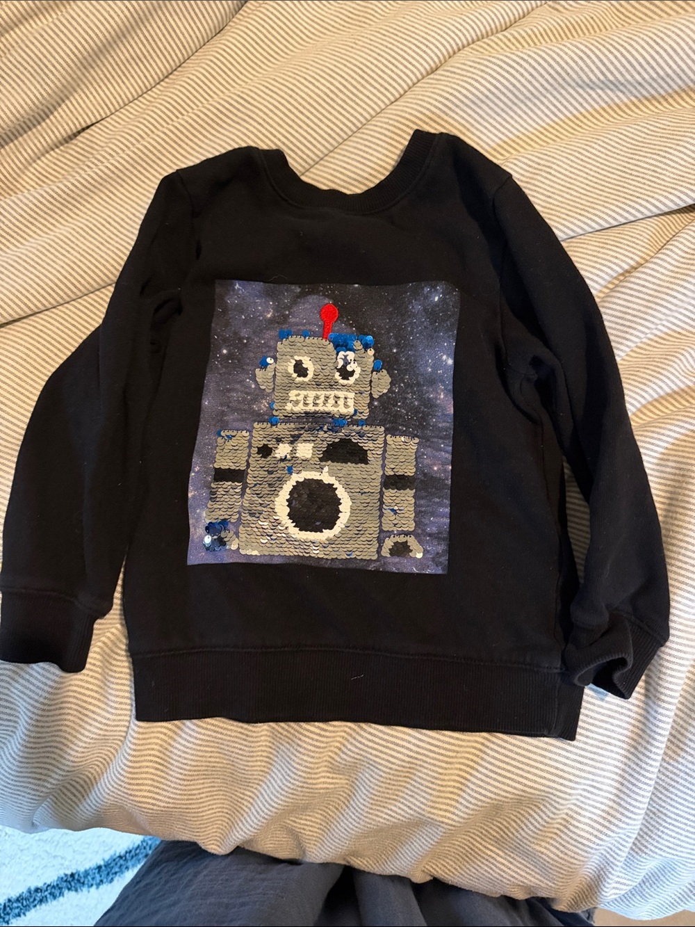 H&M Black Sweatshirt with Reversible Sequin Robot